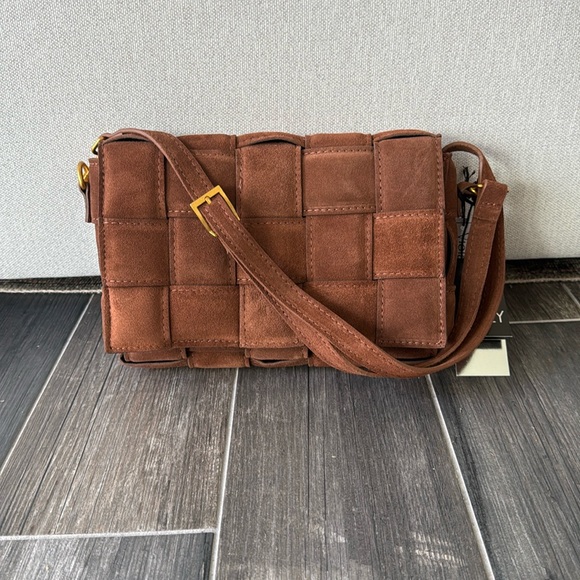 Viola Castellani Handbags - Viola Castellani Real Leather Cassette Bag | Brown Woven Crossbody